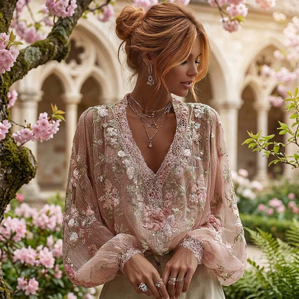Blouse florale Rose de Printemps — LOUPIDUS