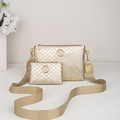 Sac Légèreté champagne et son micro-sac assorti avec motif en chevrons et large bandoulière